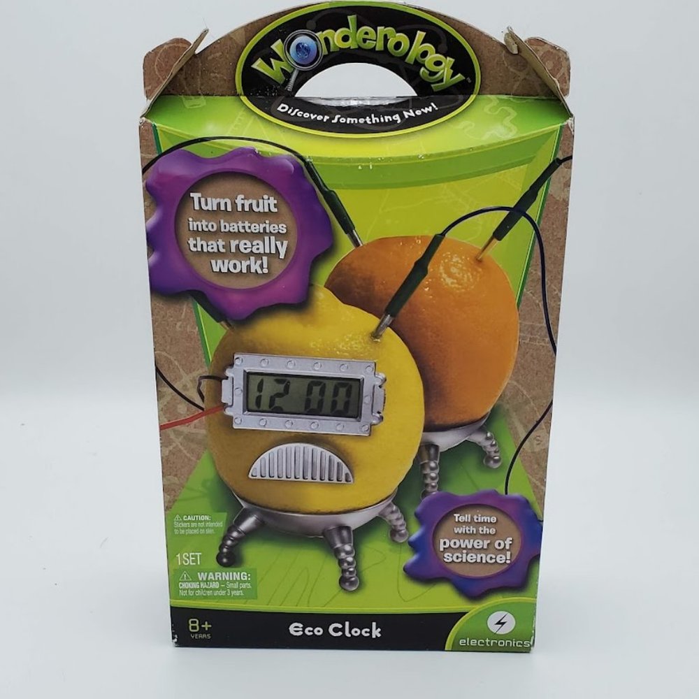 NEW Wonderology Eco Clock Turn Fruit Into Batteries that Really Work  Ages 8+